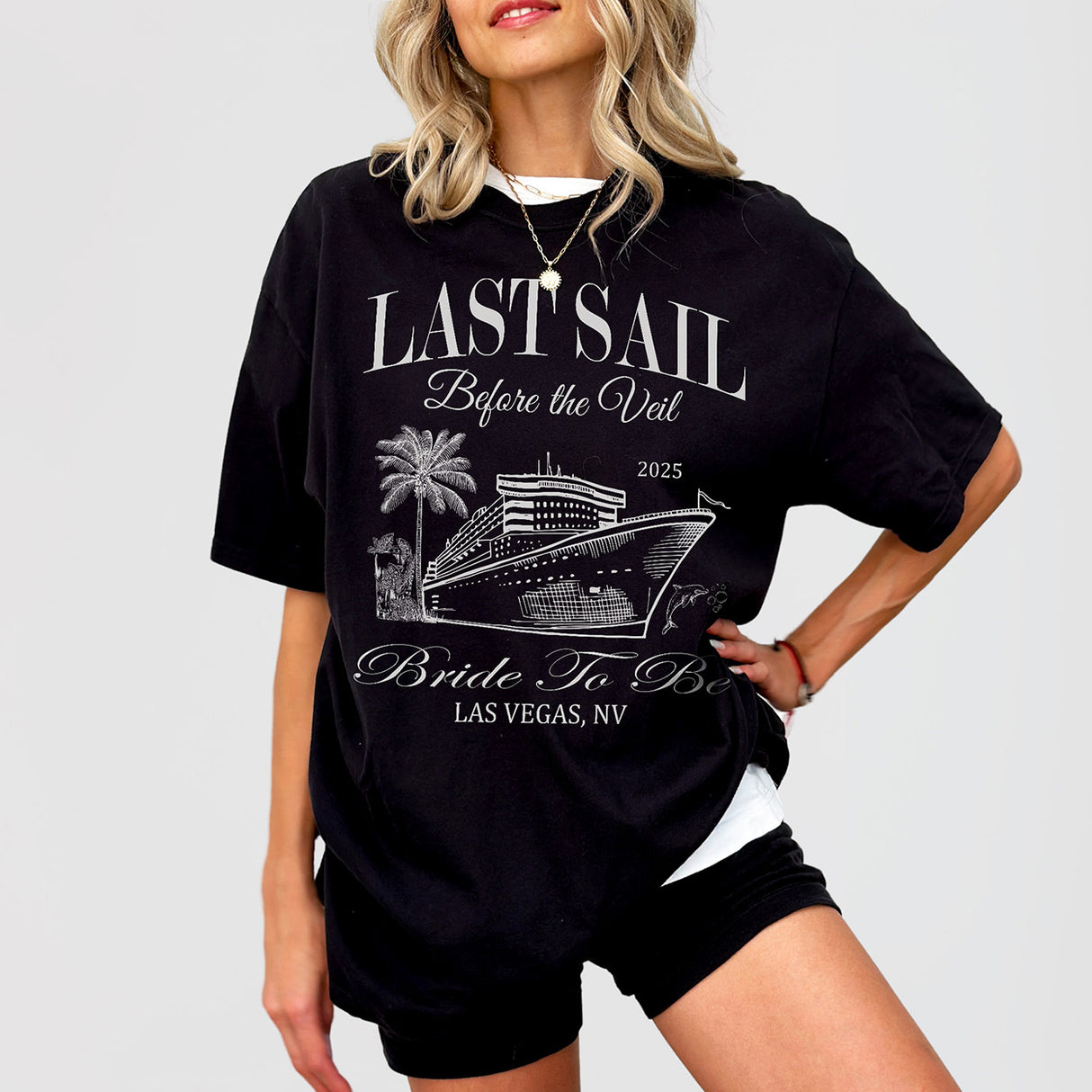 Premium cotton nautical bachelorette t-shirt in moss color with 'Last Sail Before Veil' graphic by Relatee