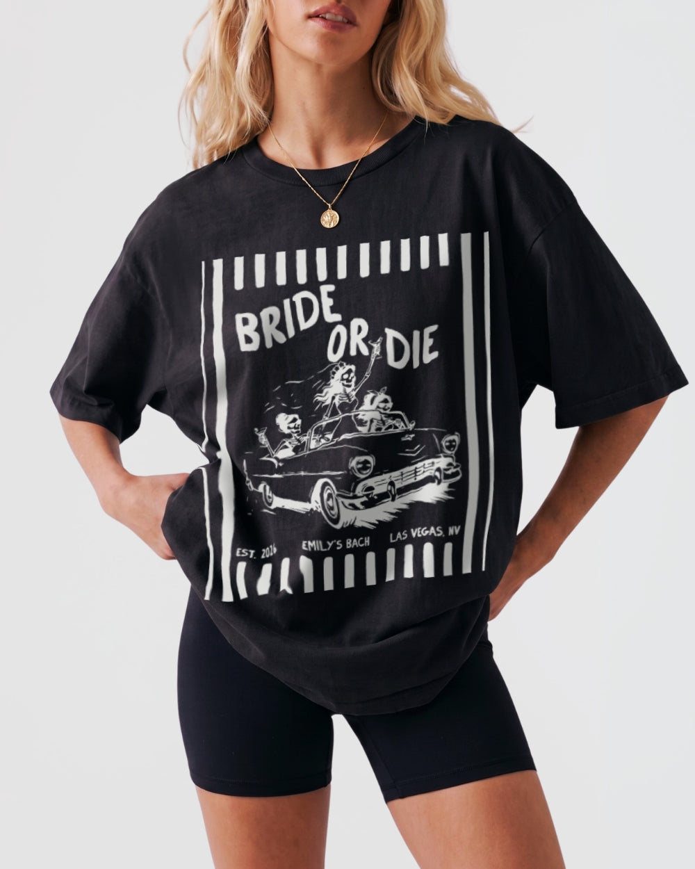 Bride or Die and Ride or Die Stripes T-Shirt Black