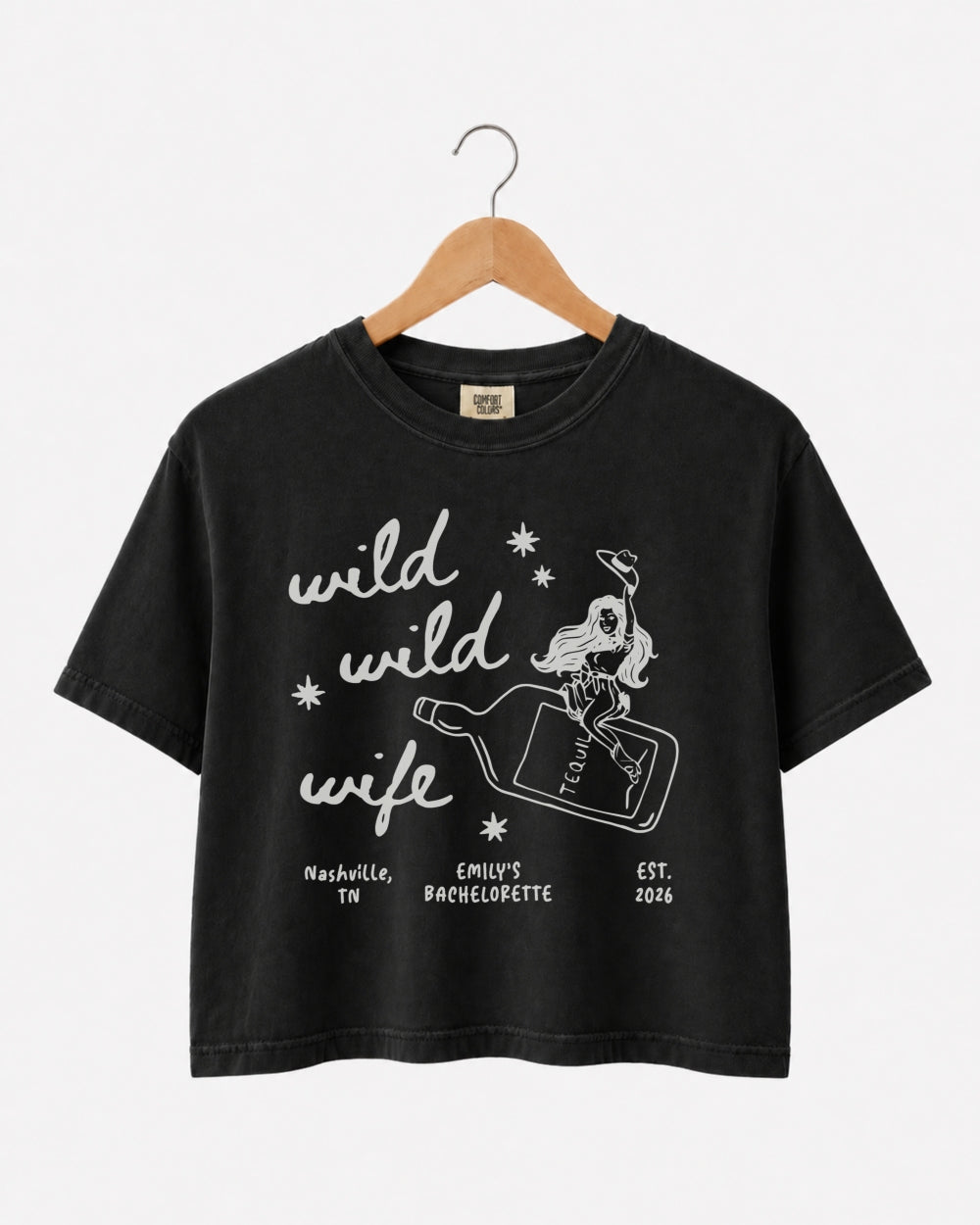 Wild Wild Wife Cowgirl Tequila Crop Top Black