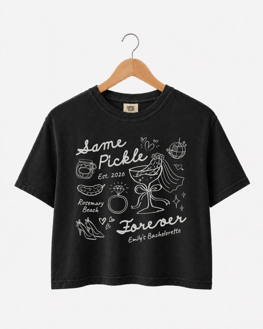 Same Pickle Forever & Last Pickle She'd Ever Tickle Crop Top Black