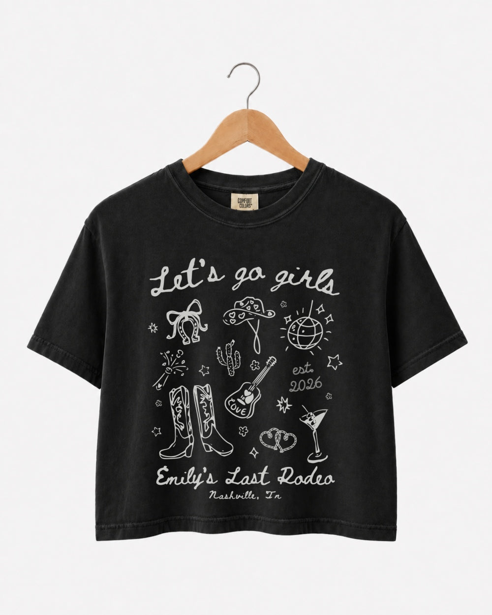 Let's Go Girls Cowgirl Party Crop Top Black