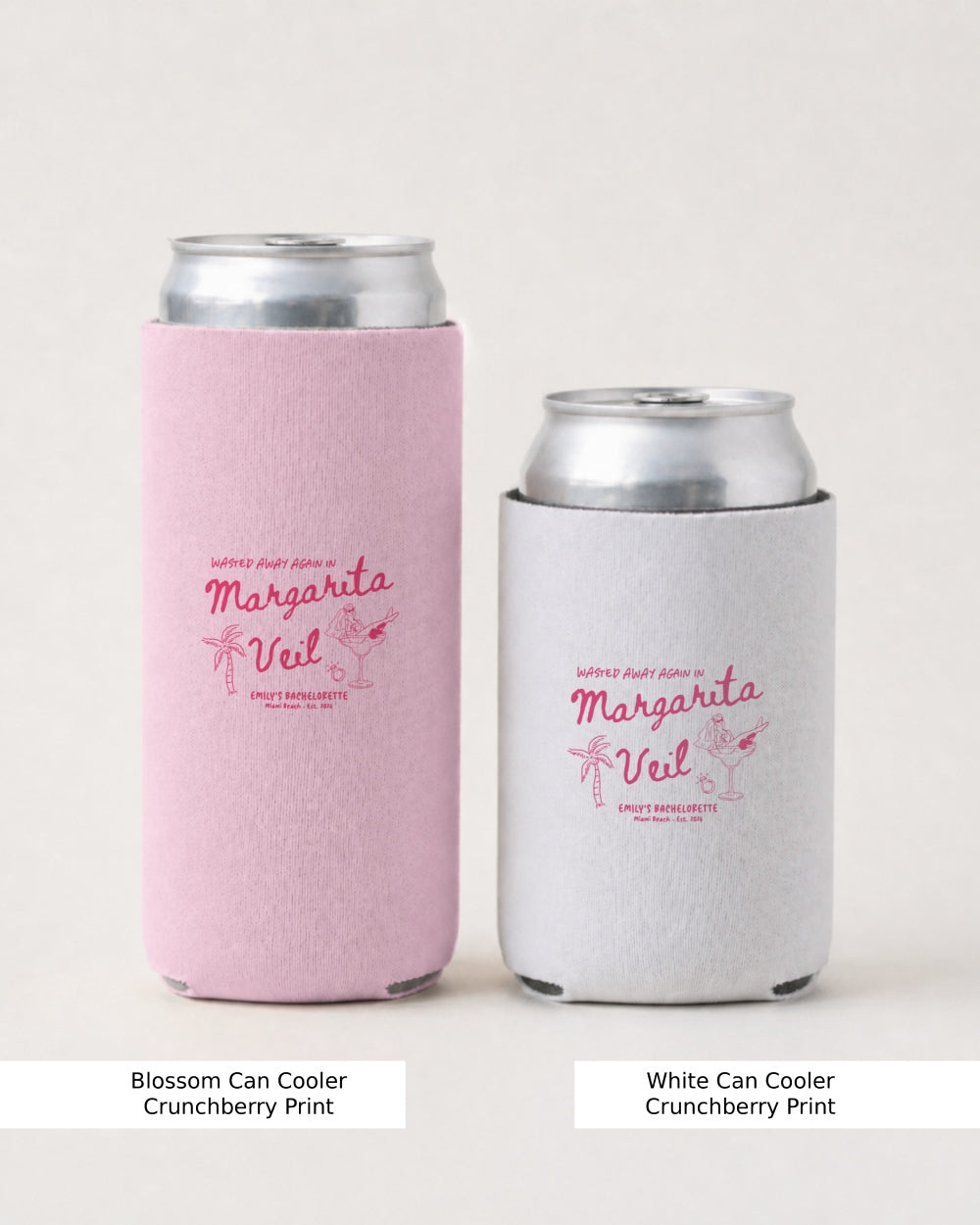 Margarita Veil party favor can cooler for beach weekends, bridal showers, and bachelorette drinks