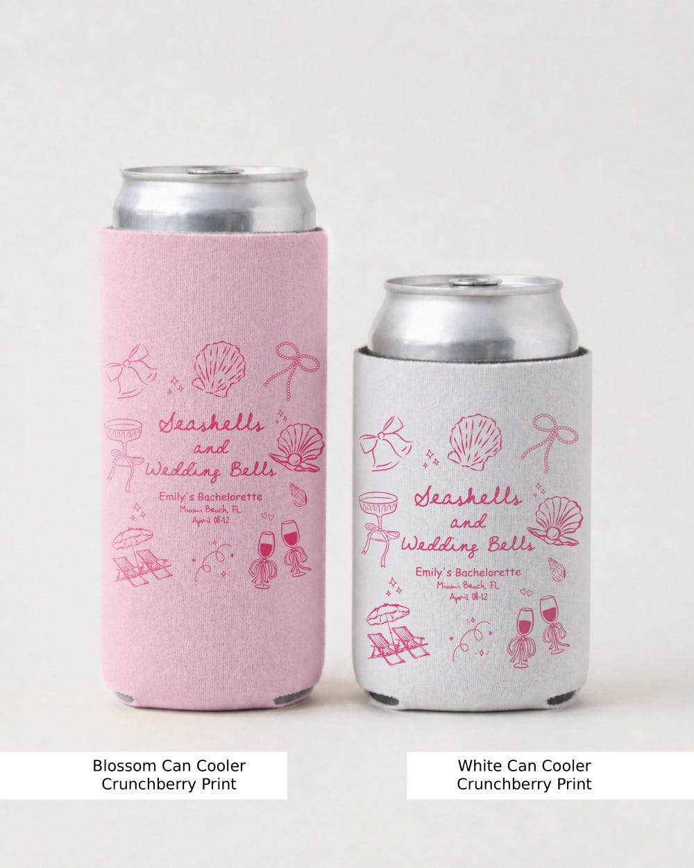 Seashells & Wedding Bells Can Cooler Blossom