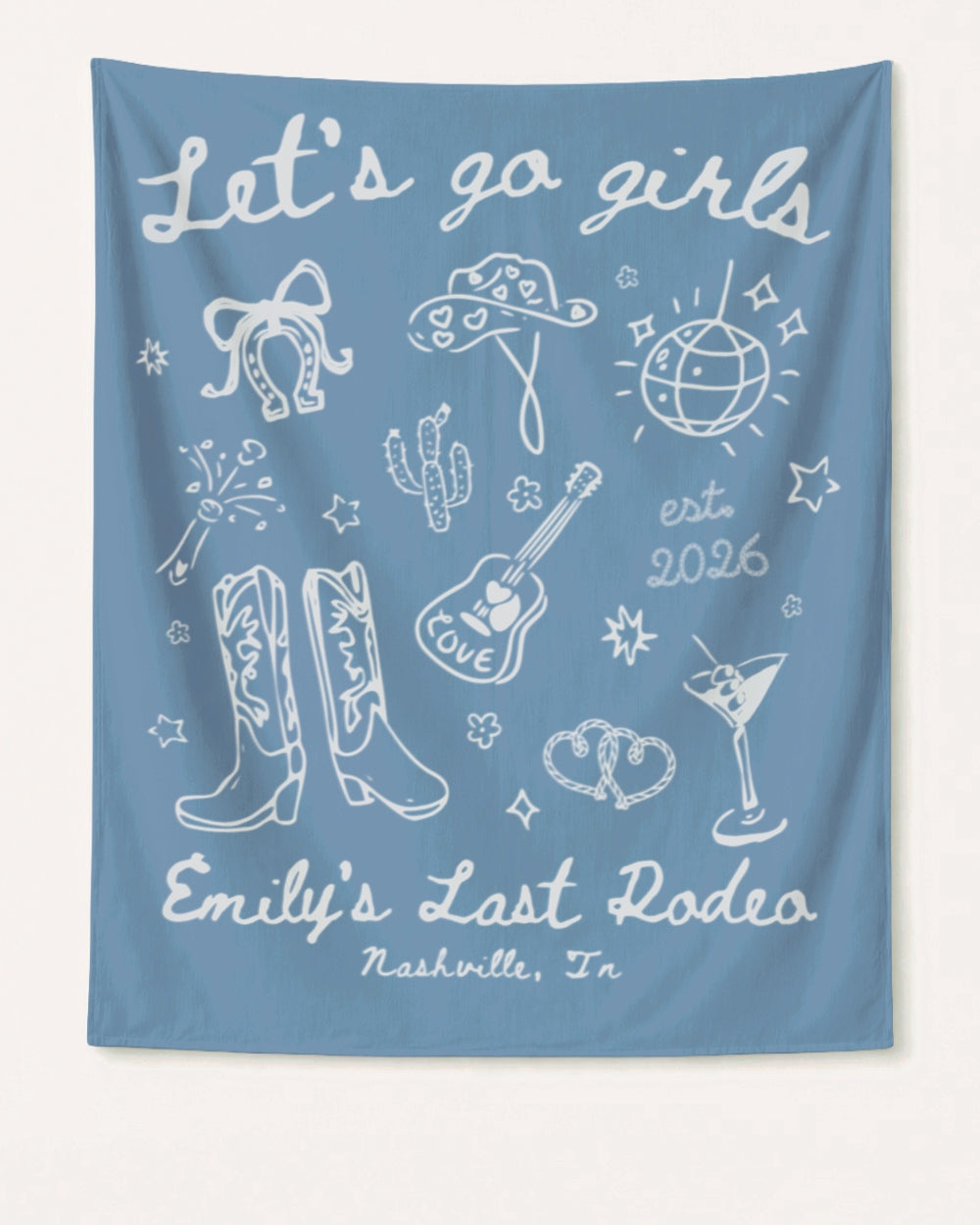 Let's Go Girls Cowgirl Party Banner Blue Jean