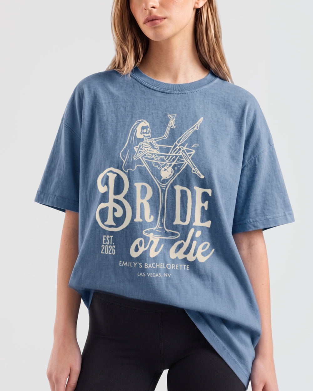 Bride or Die and Ride or Die T-Shirt Blue Jean