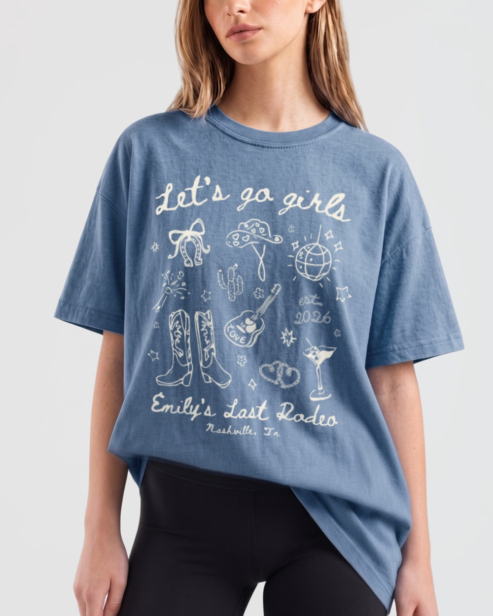 Let's Go Girls Cowgirl Party T-Shirt Blue Jean