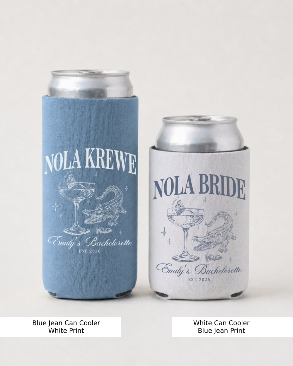 Nola Krewe, Nola Bride Can Cooler Blue Jean