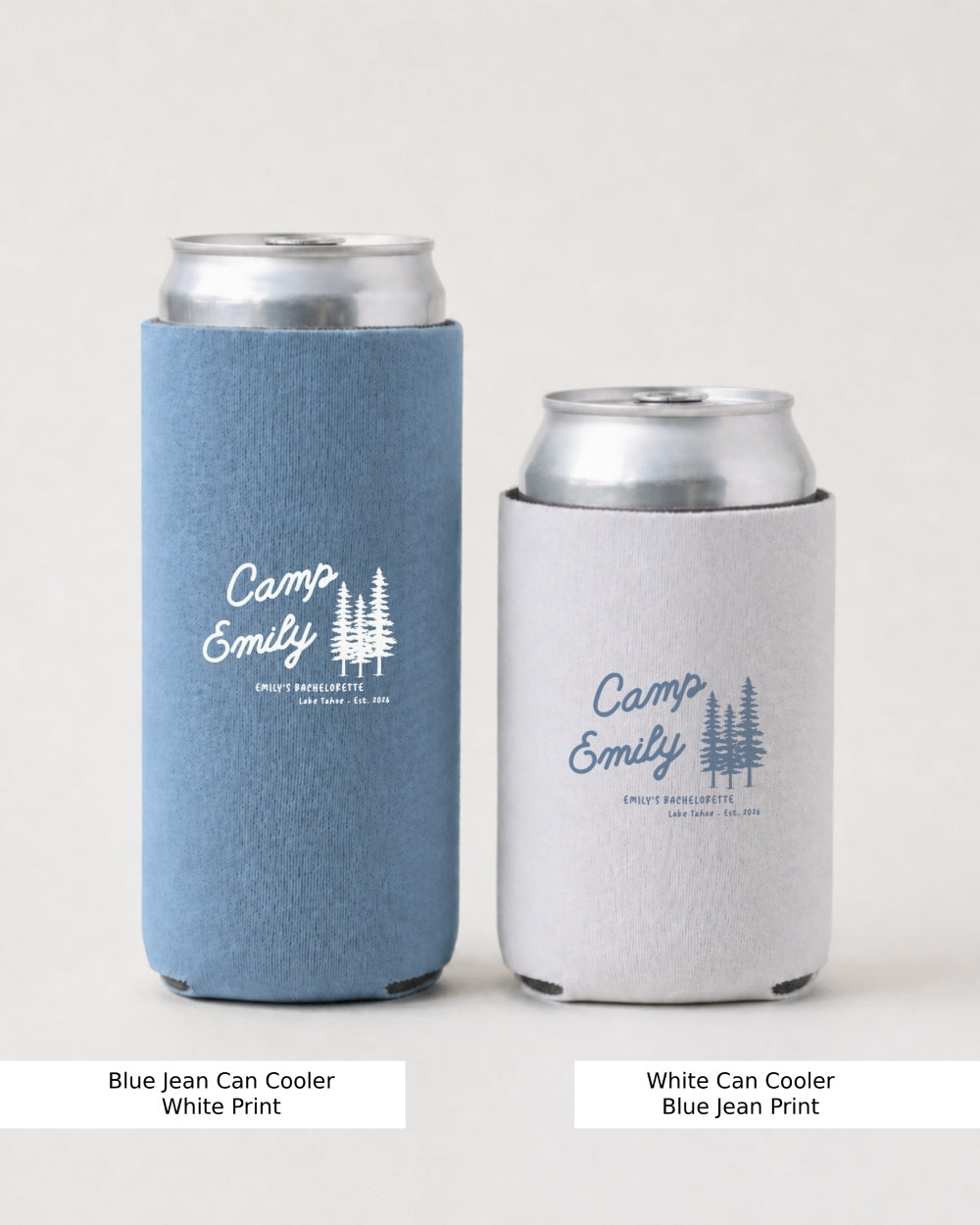 Camp Name Can Cooler Blue Jean