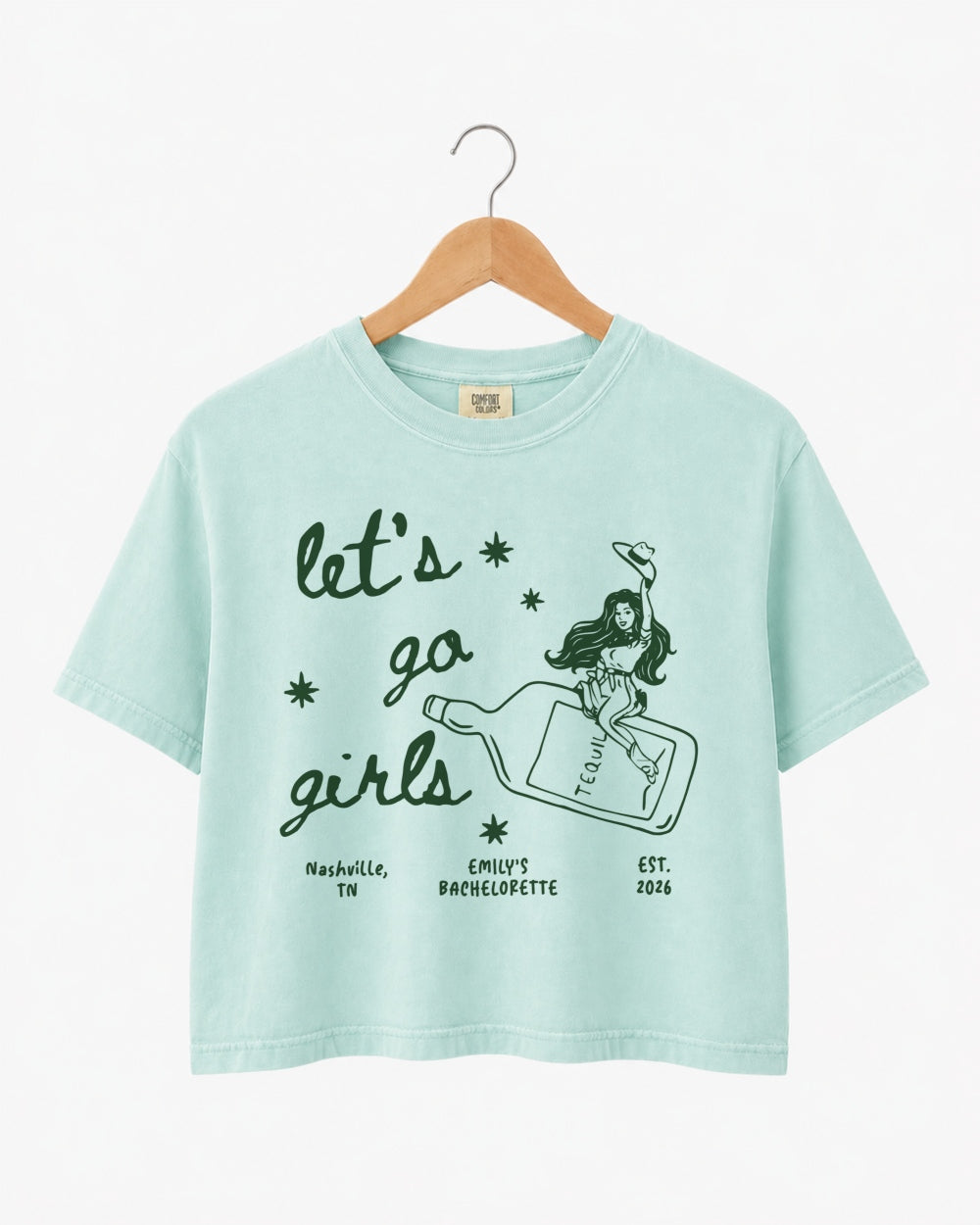 Let's Go Girls Cowgirl Bottle Crop Top Chalky Mint