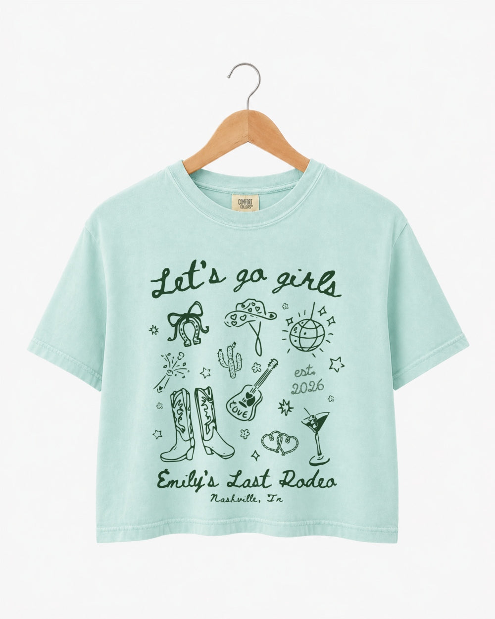 Let's Go Girls Cowgirl Party Crop Top Chalky Mint