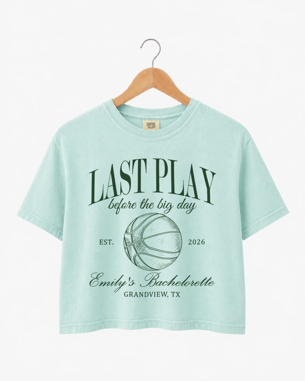 Last Play Before the Big Day - Basketball Crop Top Chalky Mint