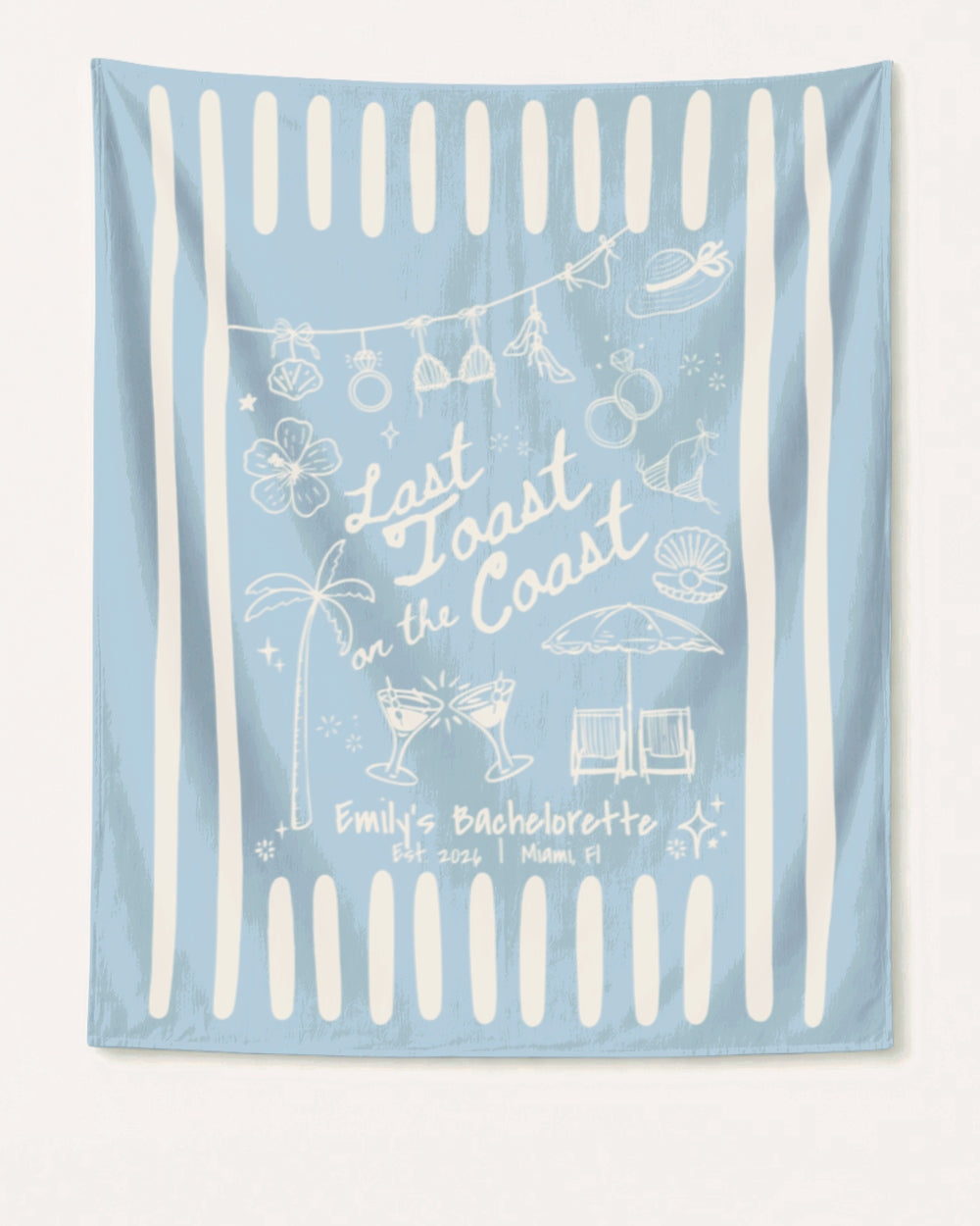 Last toast on the coast - Stripes Banner Chambray