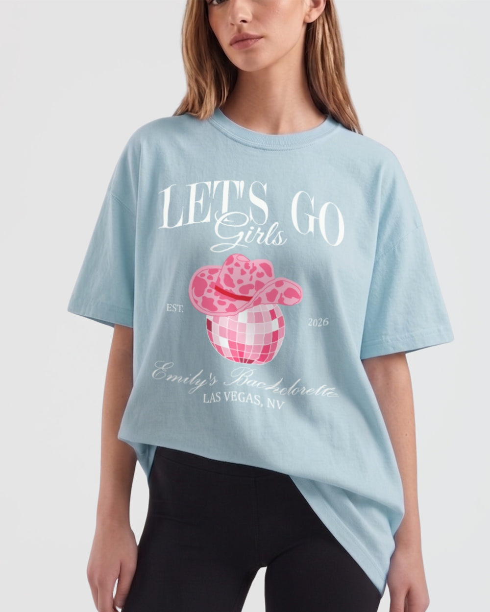 Man, I Feel Like A Bride & Let's Go Girls Disco T-Shirt Chambray