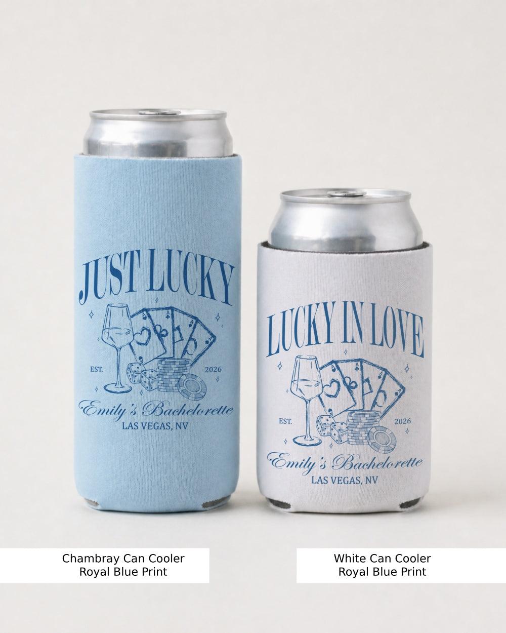 Lucky In Love Wine Cards Can Cooler Chambray