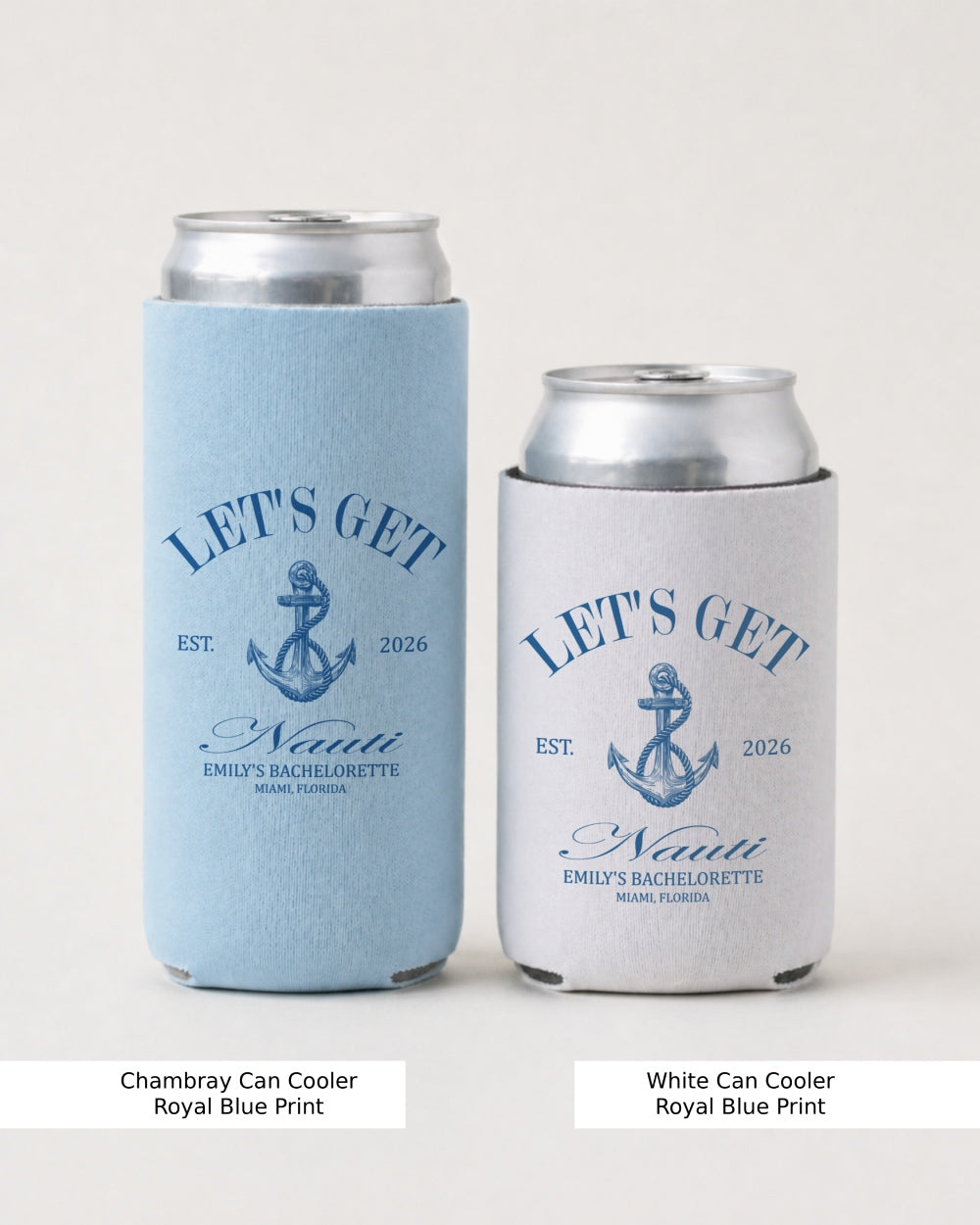 Let's Get Nauti Can Cooler Chambray