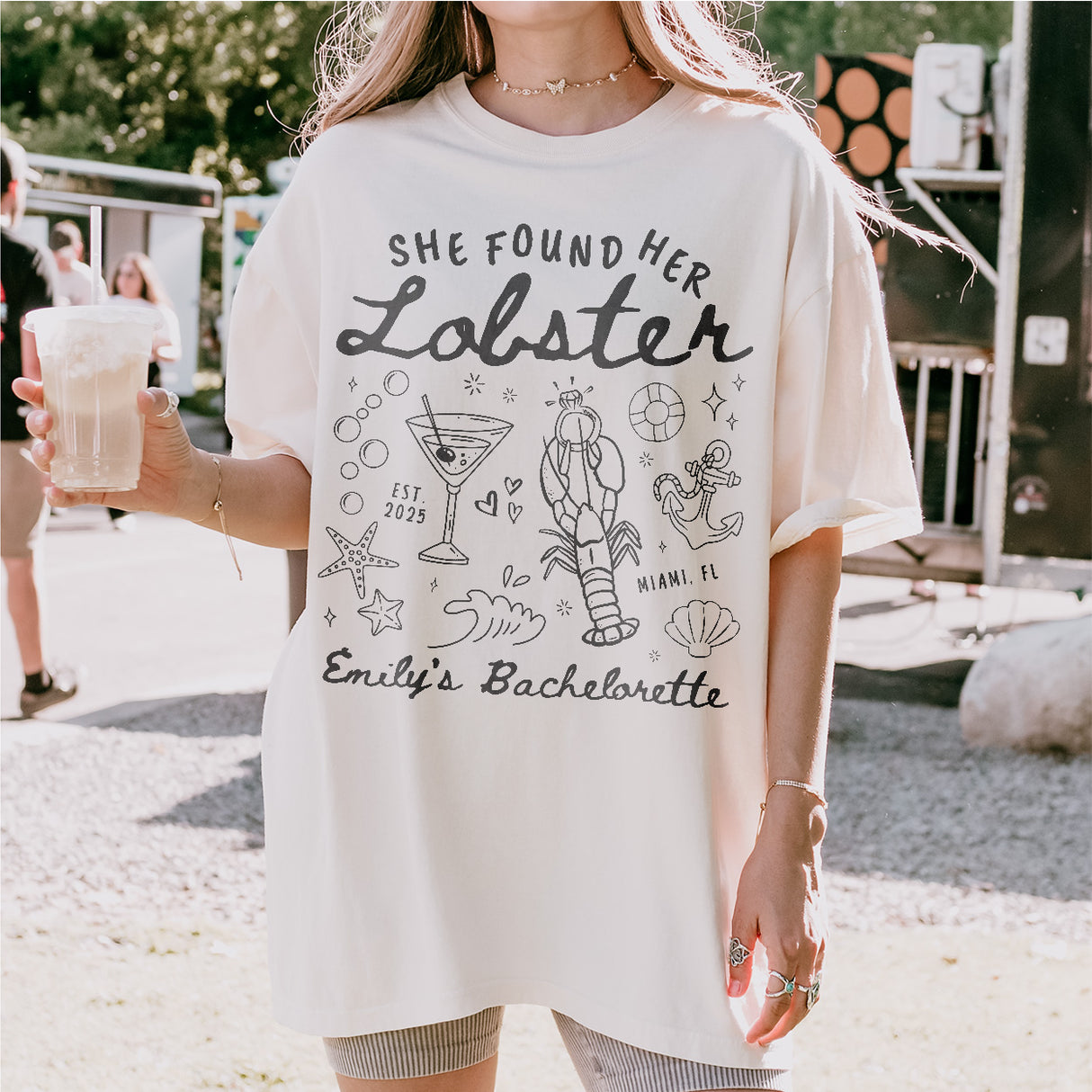 Comfort Colors® She Found Her Lobster Bachelorette Shirt Custom Maine Bachelorette Party Tshirt Coastal Fishing Bach Shirt Caught up in love - lifestyle Image