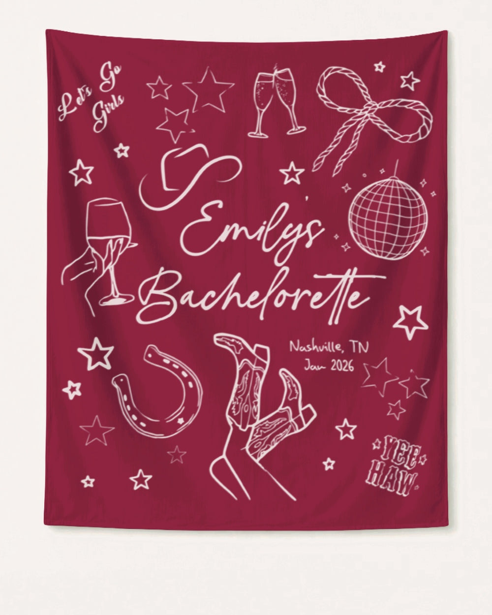 Let's Go Girls Disco Boots Banner Crimson