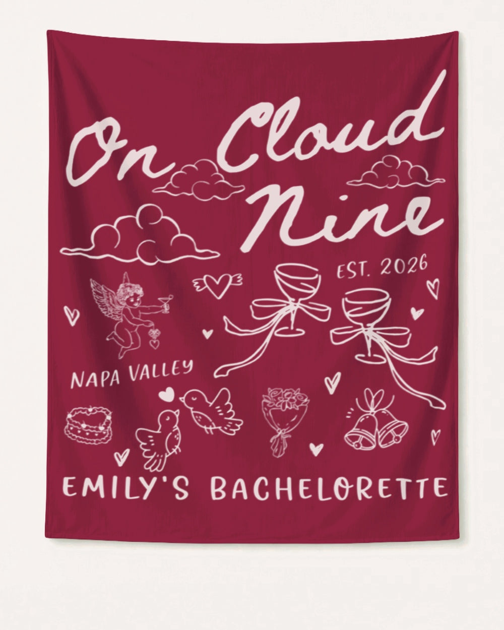 On Cloud Nine Banner Crimson