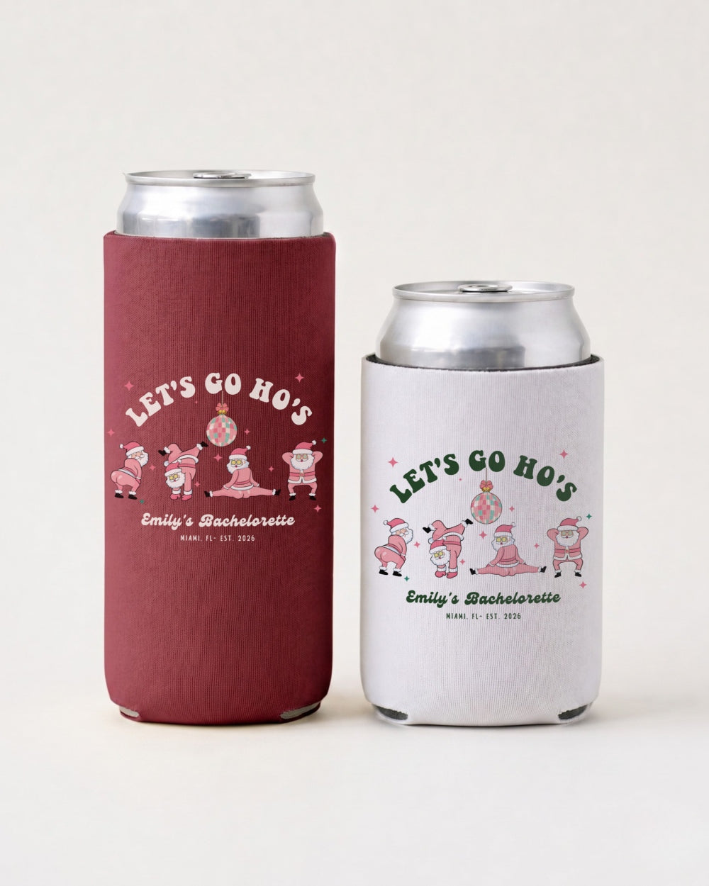 Let's Go Ho's Can Cooler Crimson