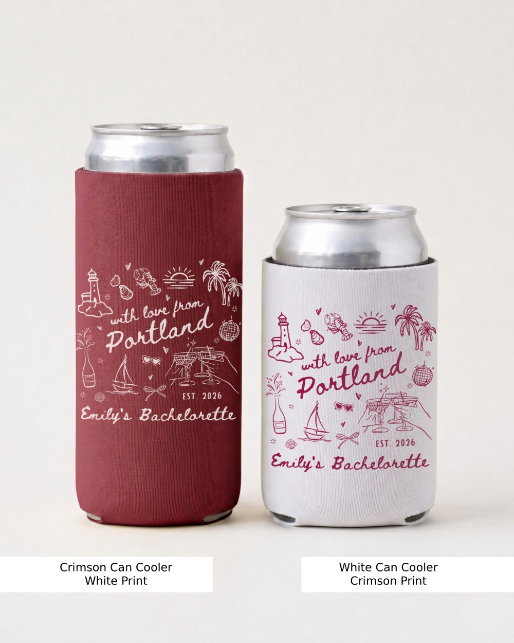 With Love from Portland Can Cooler Crimson