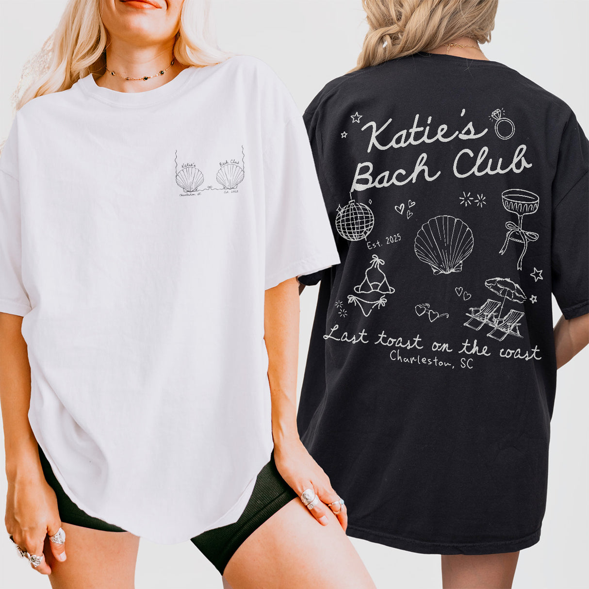 Custom Beach Bach Club Bachelorette Shirt Last Toast on The Coast Bachelorette Personalized Seashell Bachelorette Coastal Bach Party Tshirt - matching Image