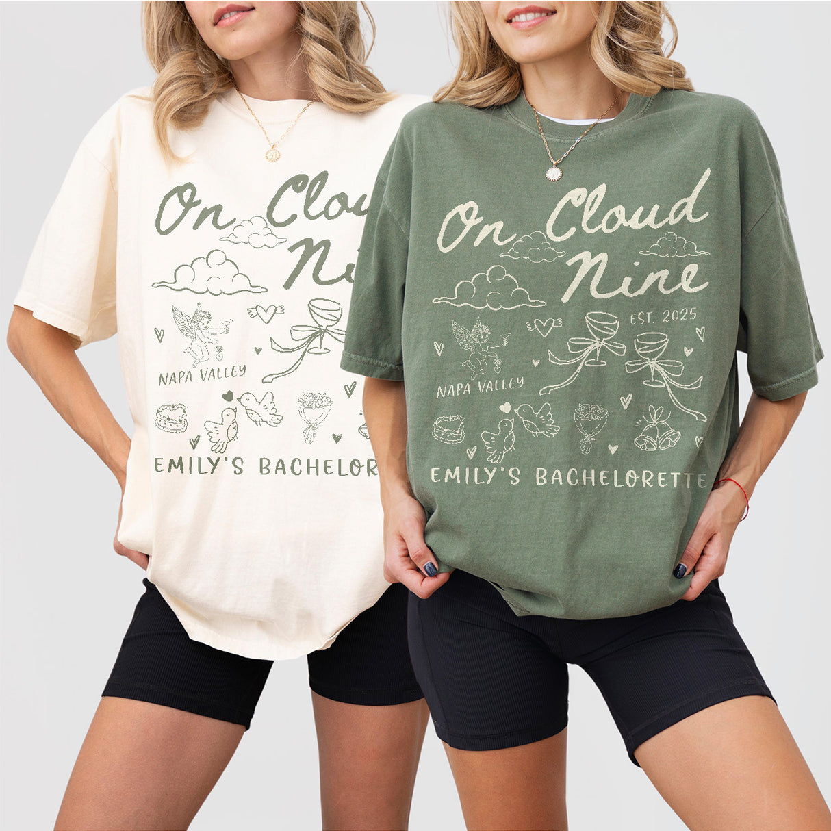 Custom Bride On Cloud Nine Bachelorette Party Shirt Comfort Colors Personalized Cloud 9 Bach Club Cocktail Wine Bridal Squad Matching Outfit - matching Image