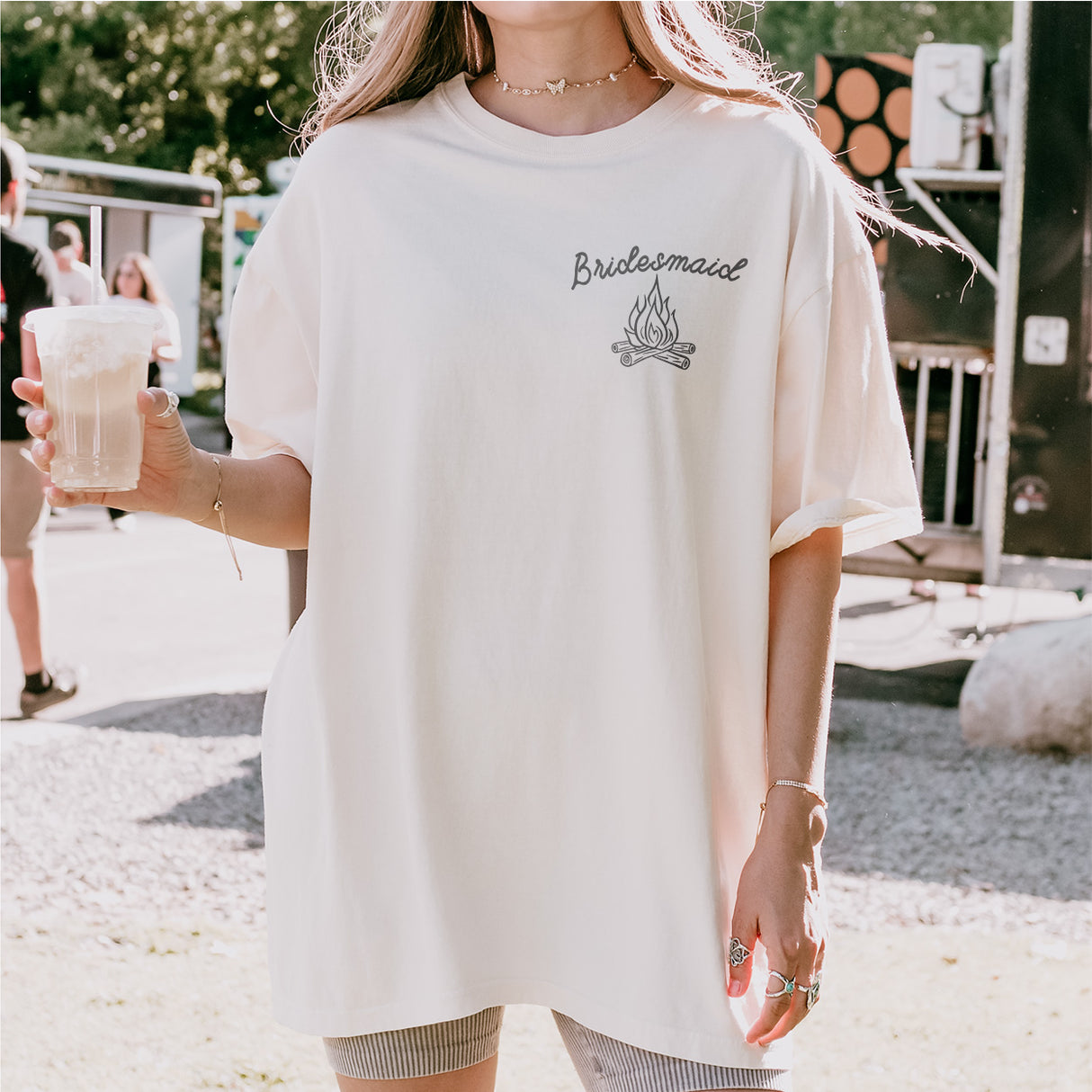 Custom Camp Bach Shirt Personalized Camping Bachelorette Party Matching Tshirt Girls Weekend Trip Hiking Lake Mountain Bride Bridesmaid Gift - lifestyle Image