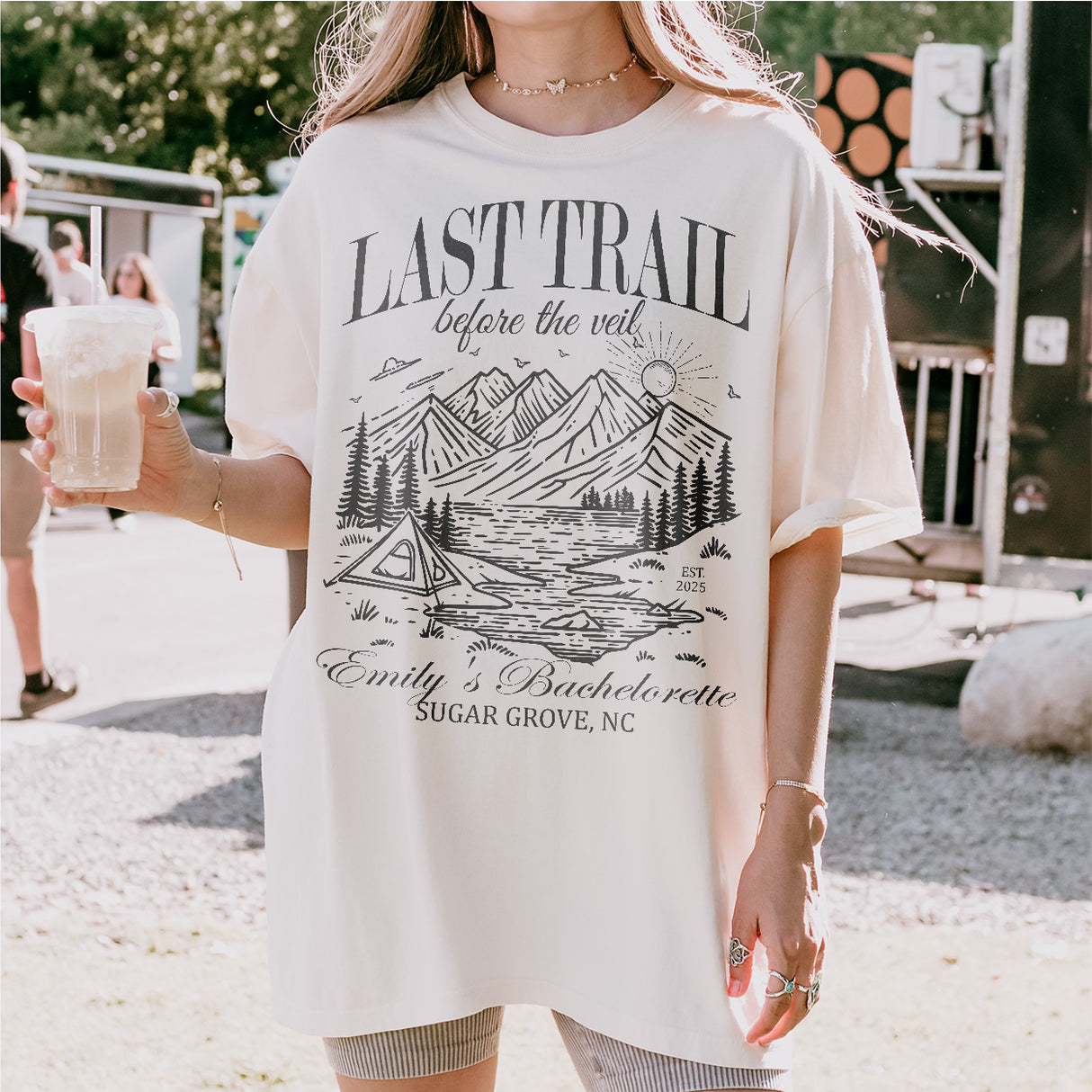 Casual shirt for bachelorette camping trips and outdoor bridal parties, perfect for the bride-to-be feeling wild and free