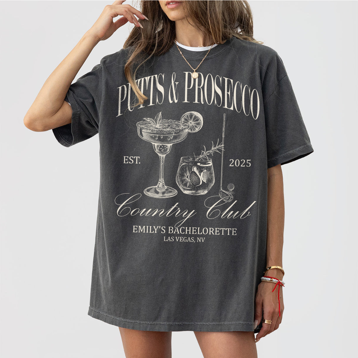 Custom Golf Bachelorette Party Sweatshirt Women Putts and Prosecco Tshirt Golf Bachelor Trip Golf Party Favors Golfing Wife Crewneck - Pepper Product Image