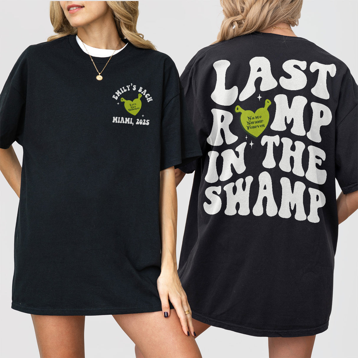 Custom Last Romp in the Swamp Bachelorette Comfort Colors Shirt Personalized Same Swamp Forever Funny Bach Party Matching TShirt Bridesmaid - Black Product Image
