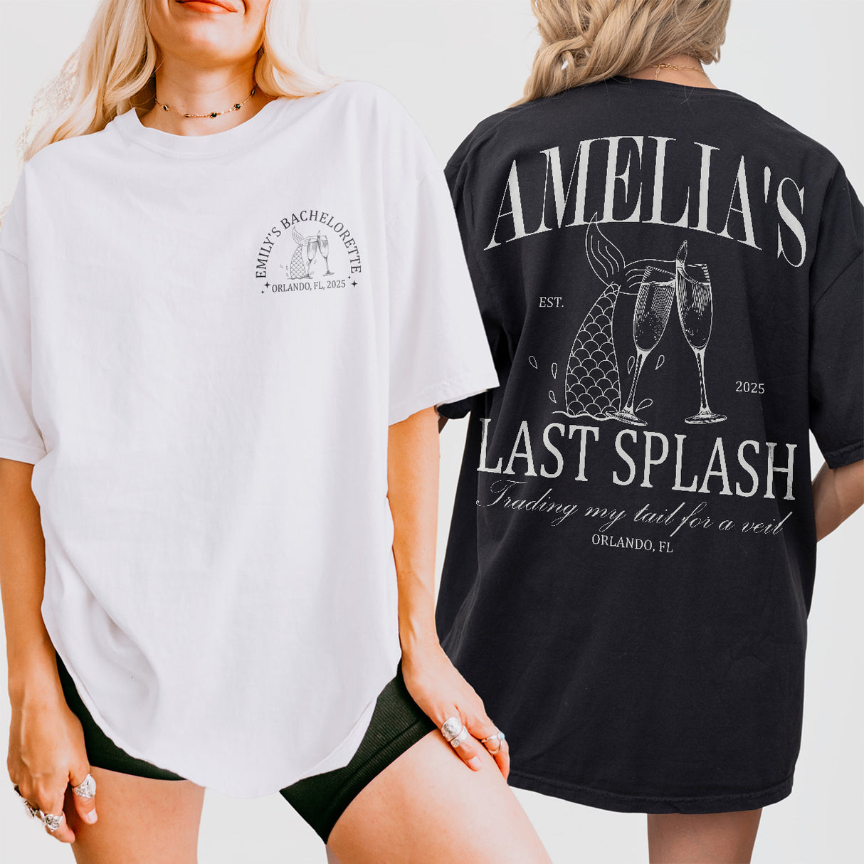 Custom Last Splash Bachelorette Party Shirt Personalized Mermaid Vacation Bridesmaid Long Sleeve Tshirt Bridal Party Matching Tee Bride Team - matching Image