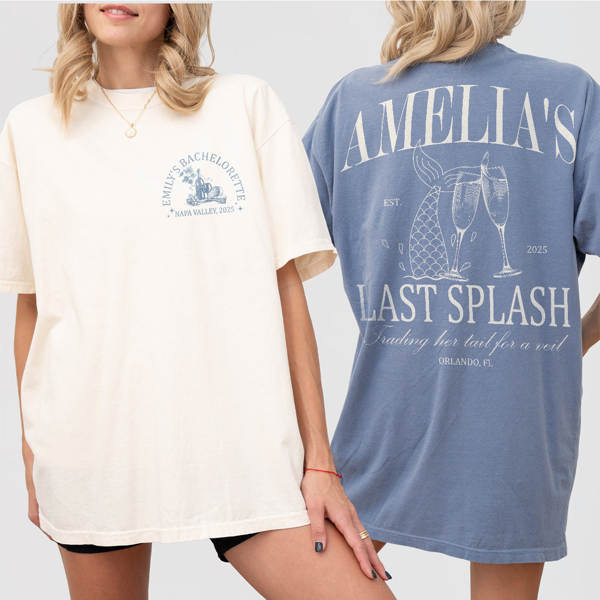 Custom Last Splash Bachelorette Party Shirt Personalized Mermaid Vacation Bridesmaid Long Sleeve Tshirt Bridal Party Matching Tee Bride Team - matching Image