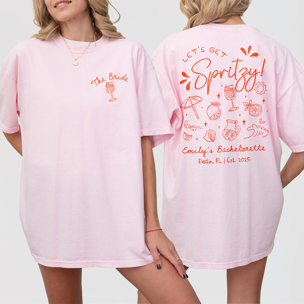 Custom Let's Get Spritzy Bachelorette Sweatshirt Love At First Spritz Bachelorette Party Shirt Aperol Spritz Sun Summer Beach Bach Hoodie - Blossom Product Image