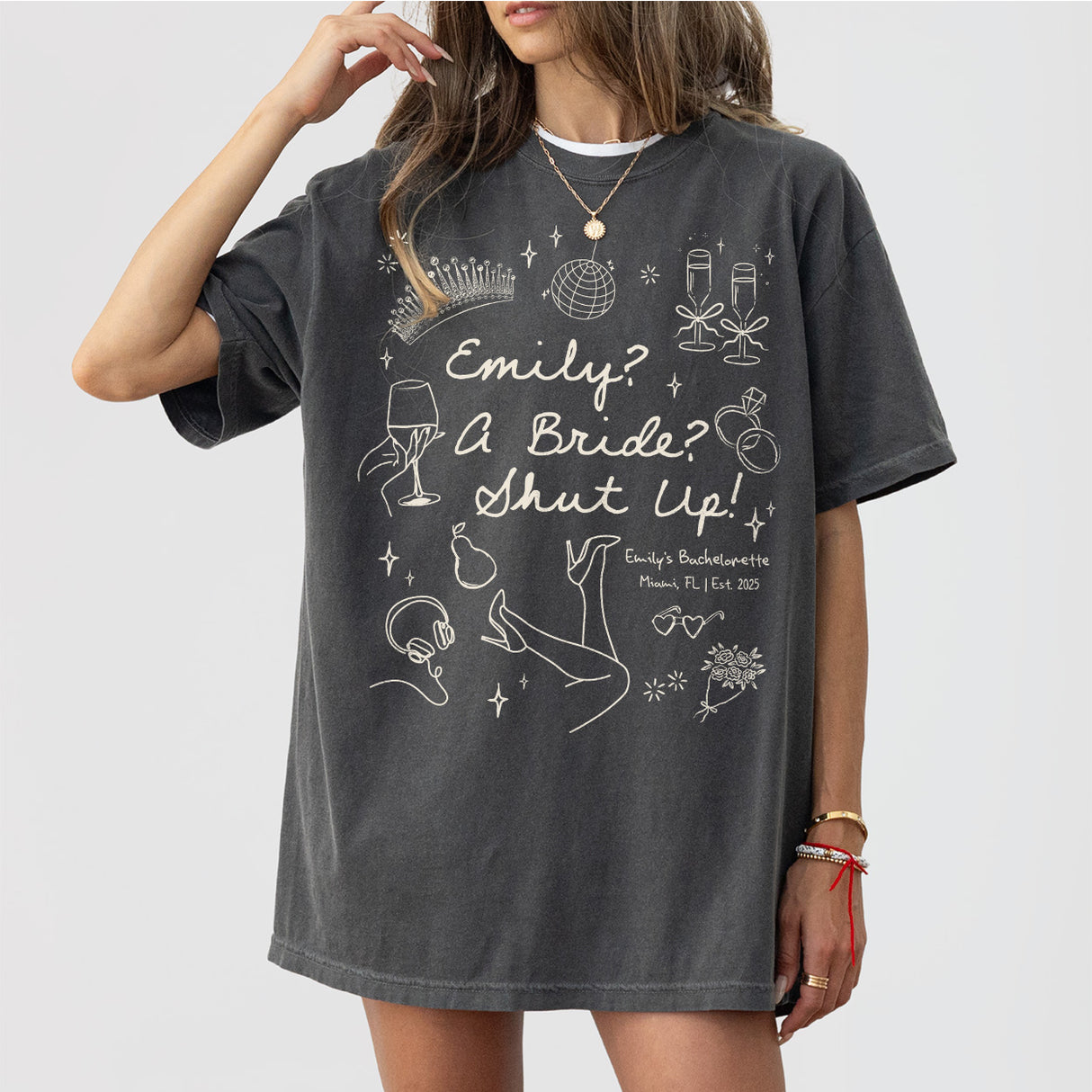 Pepper cotton bachelorette party shirt custom printed for the bride and bridal party with a Princess Diaries Genovia theme