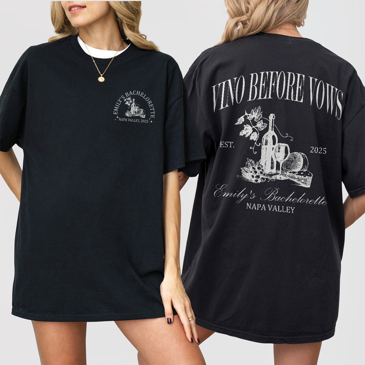 Custom Winery Bachelorette Party Sweatshirt Wine Shirts For Bachelorette Vino Before Vows Napa Valley Vino Club Shirt Bridal Shower Gift - Black Product Image