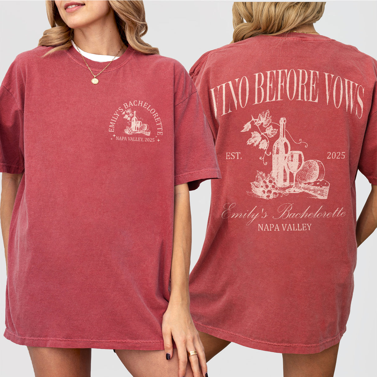 Custom Winery Bachelorette Party Sweatshirt Wine Shirts For Bachelorette Vino Before Vows Napa Valley Vino Club Shirt Bridal Shower Gift - Crimson Product Image