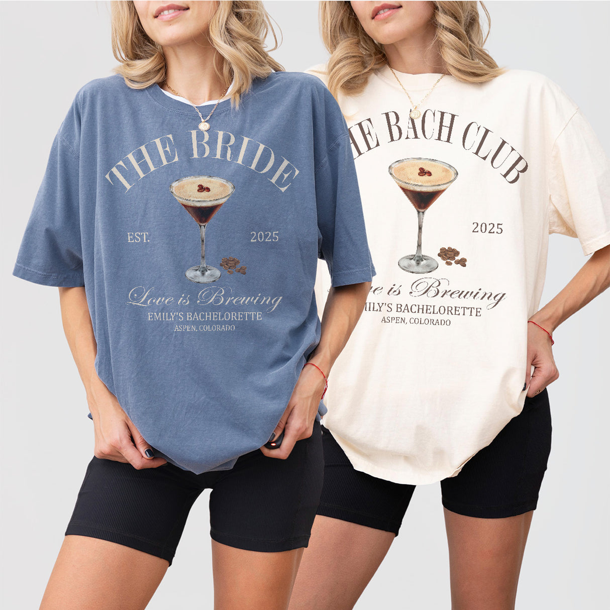 Cozy, coordinated sweatshirts for the bride's bach club, perfect for a coffee-themed bachelorette party or bridal shower
