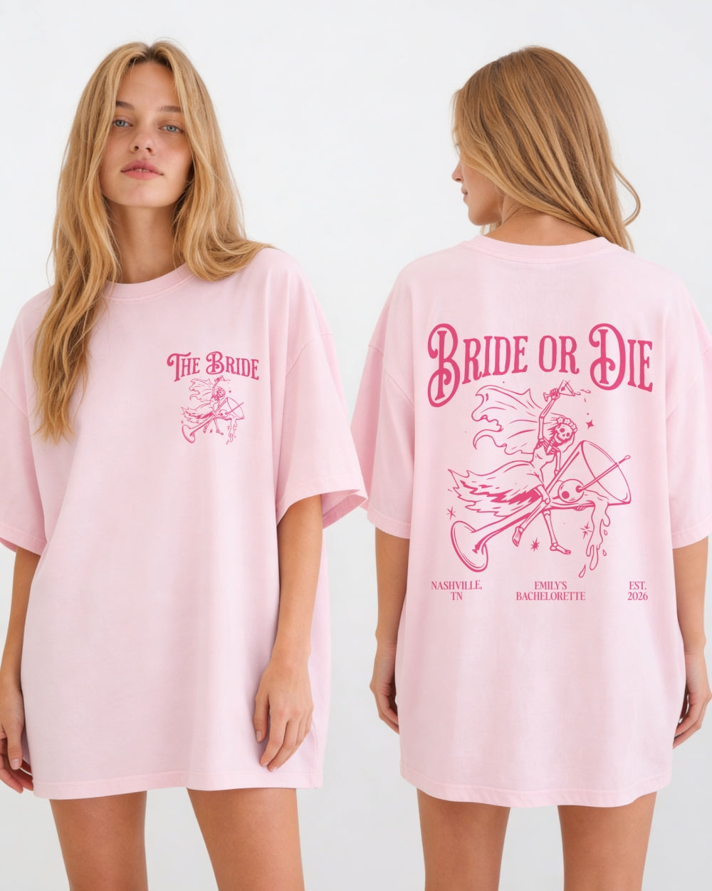 Bride or Die and Ride or Die with Martini T-Shirt Blossom