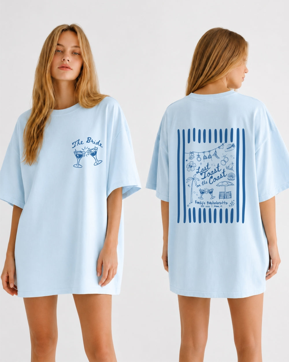 Last toast on the coast - Stripes T-Shirt Chambray