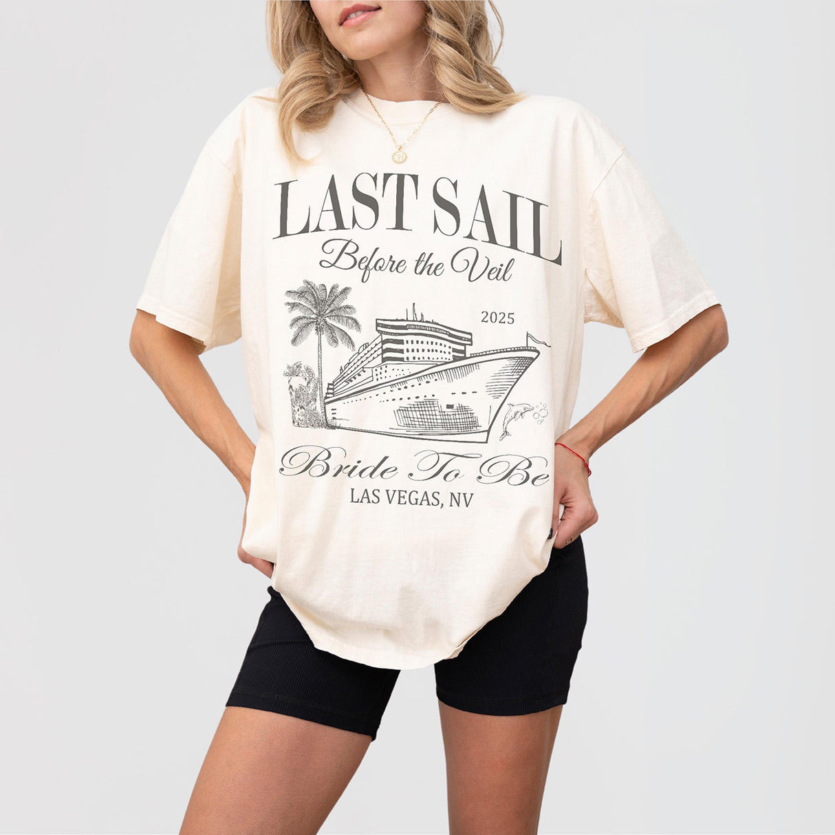 Premium cotton bachelorette t-shirt in moss, featuring 'Last Sail Before Veil' design by Relatee