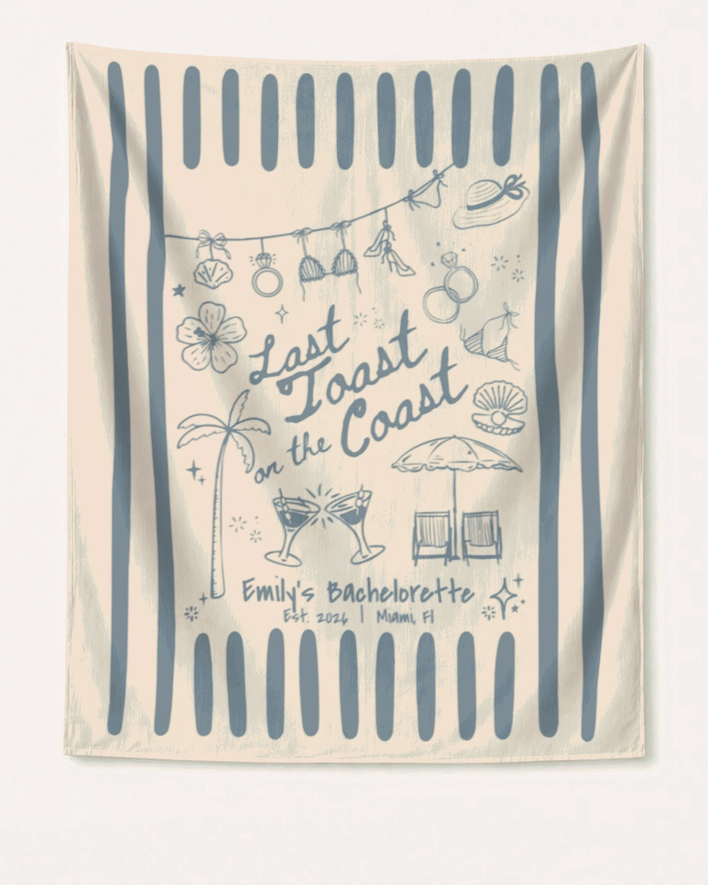 Last toast on the coast - Stripes Banner Ivory