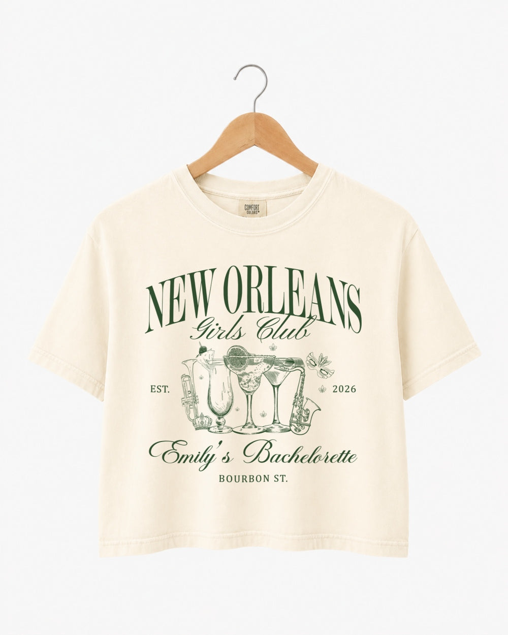 New Orleans Girls Club Crop Top Ivory
