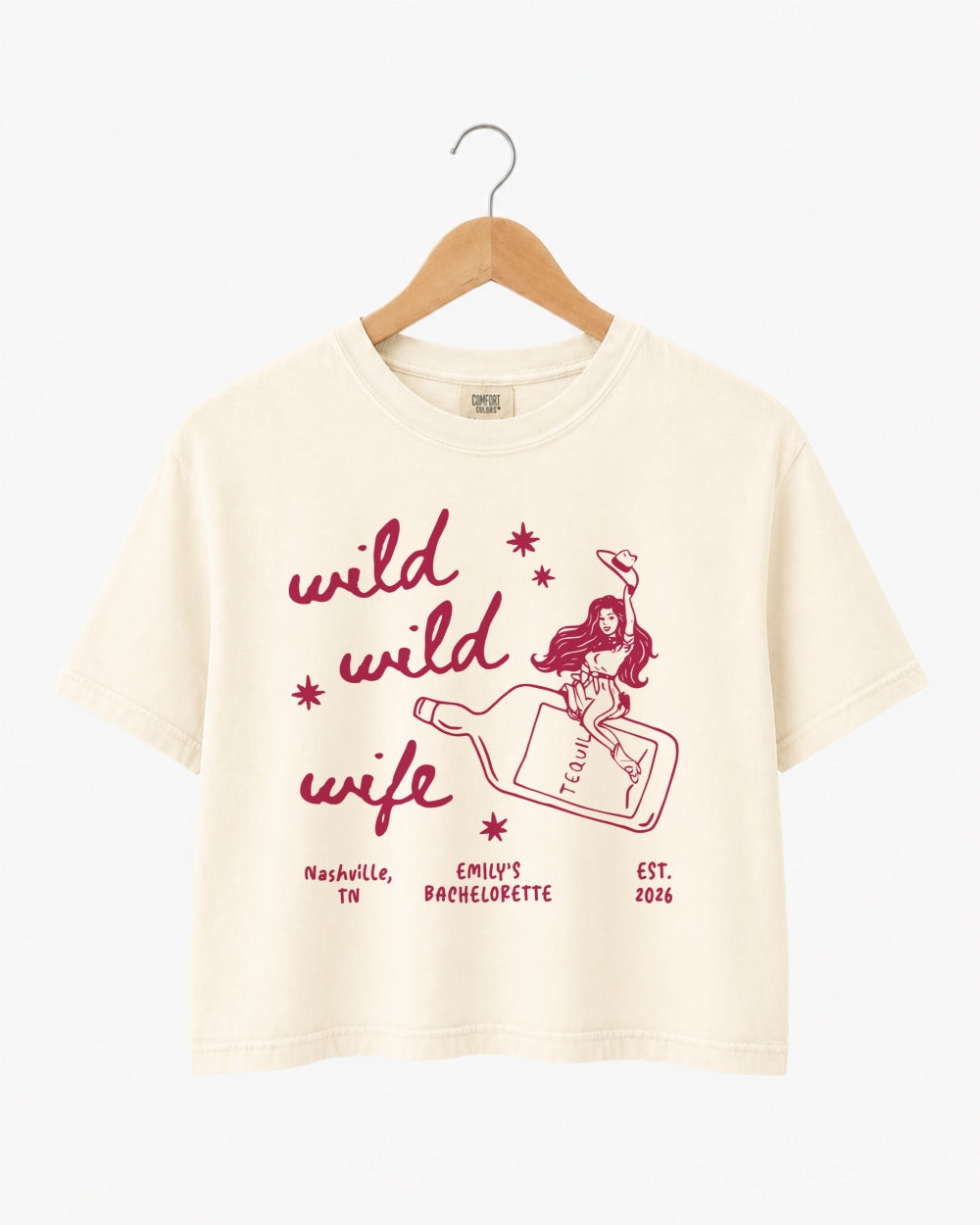 Personalized Wild Wild Wife bachelorette crop top for Nashville bride weekends and western party outfits