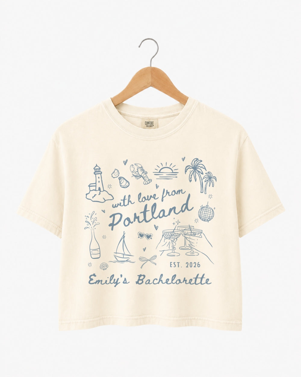 With Love from Portland Crop Top for coastal bachelorette parties and bridal crew photos