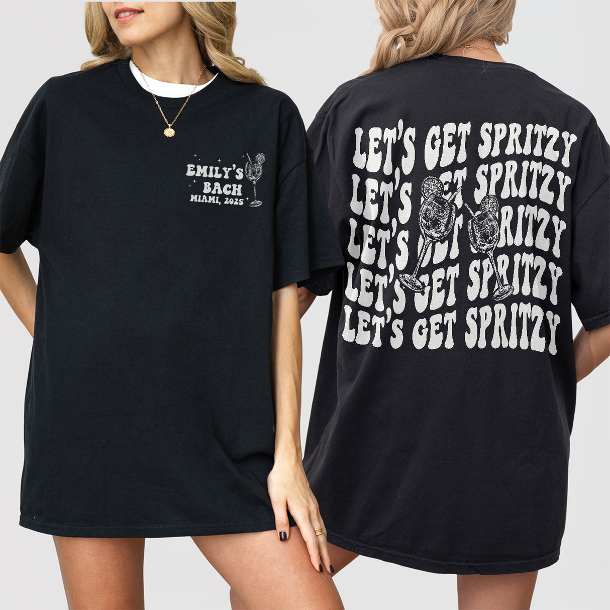 Let's Get Spritzy Bachelorette Shirt Love At First Spritz Custom Aperol Spritz Bachelorette Party T Shirt Sunshine and Spritz TShirt Bride - Black Product Image