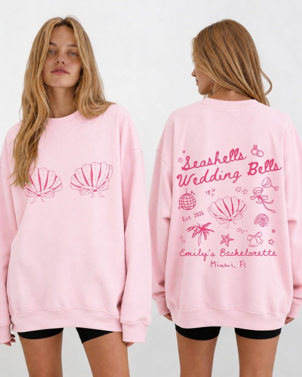 Seashells & Wedding Bells Sweatshirt Light Pink