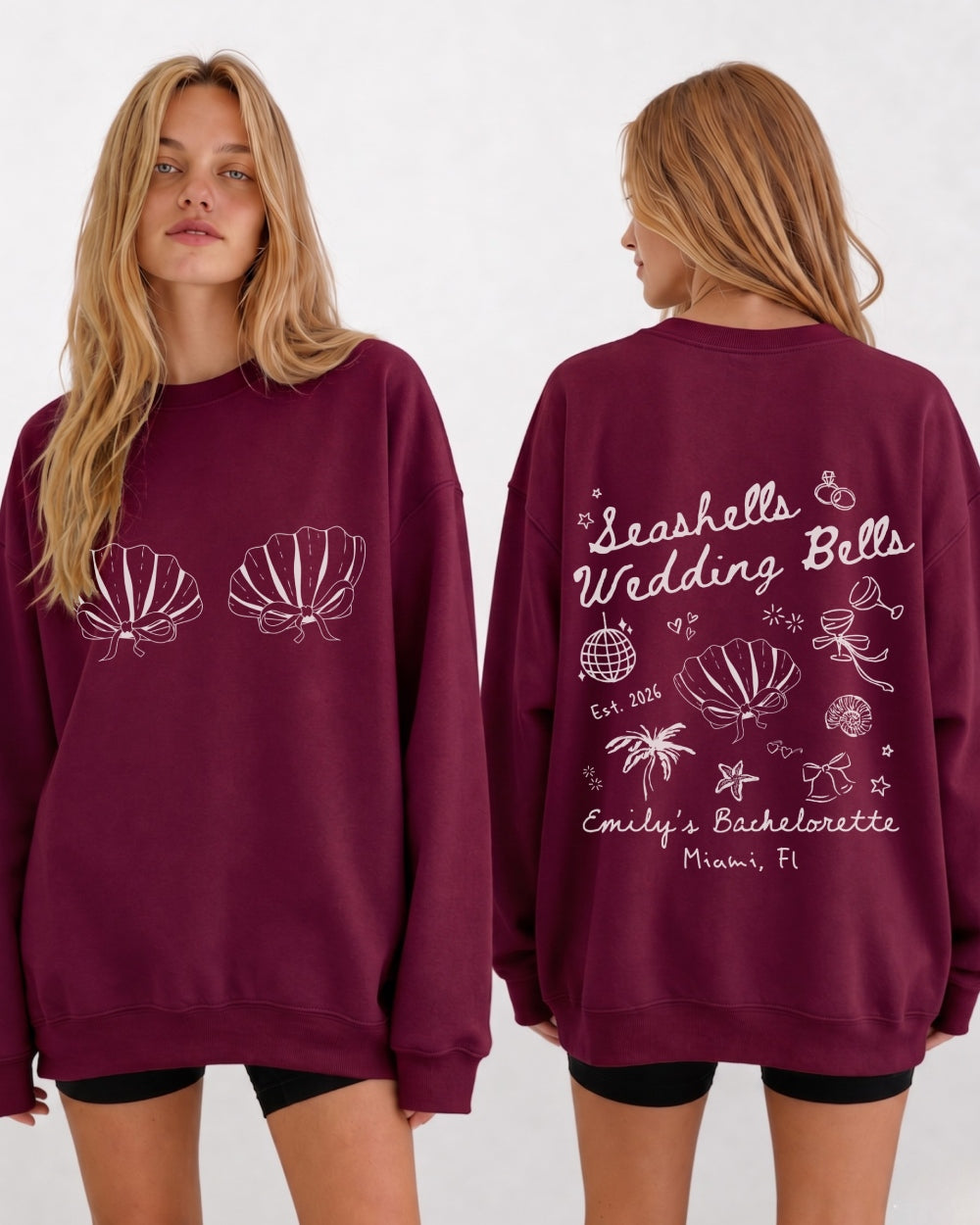Seashells & Wedding Bells Sweatshirt Maroon
