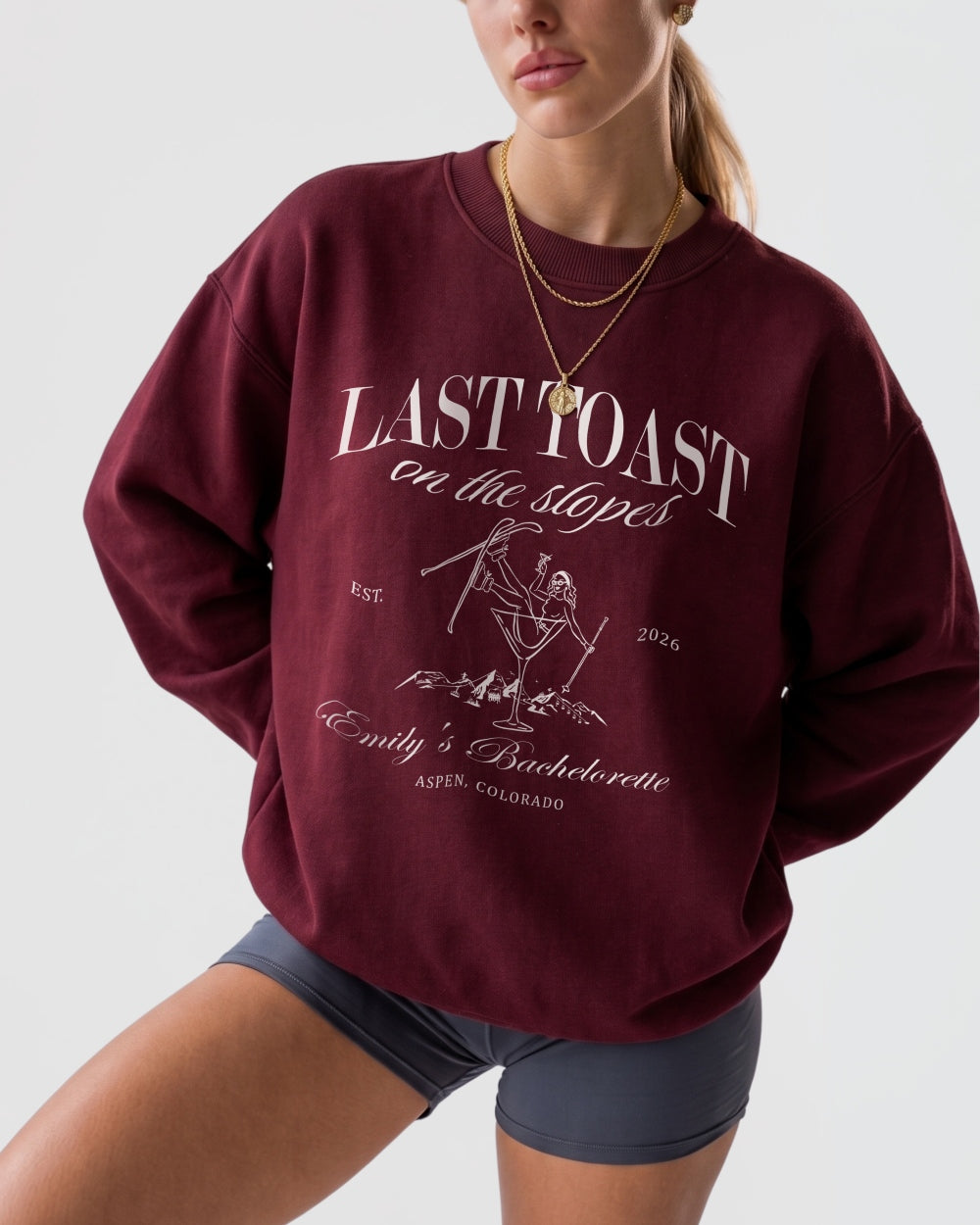 Last Toast on The Slopes Martini Sweatshirt Maroon