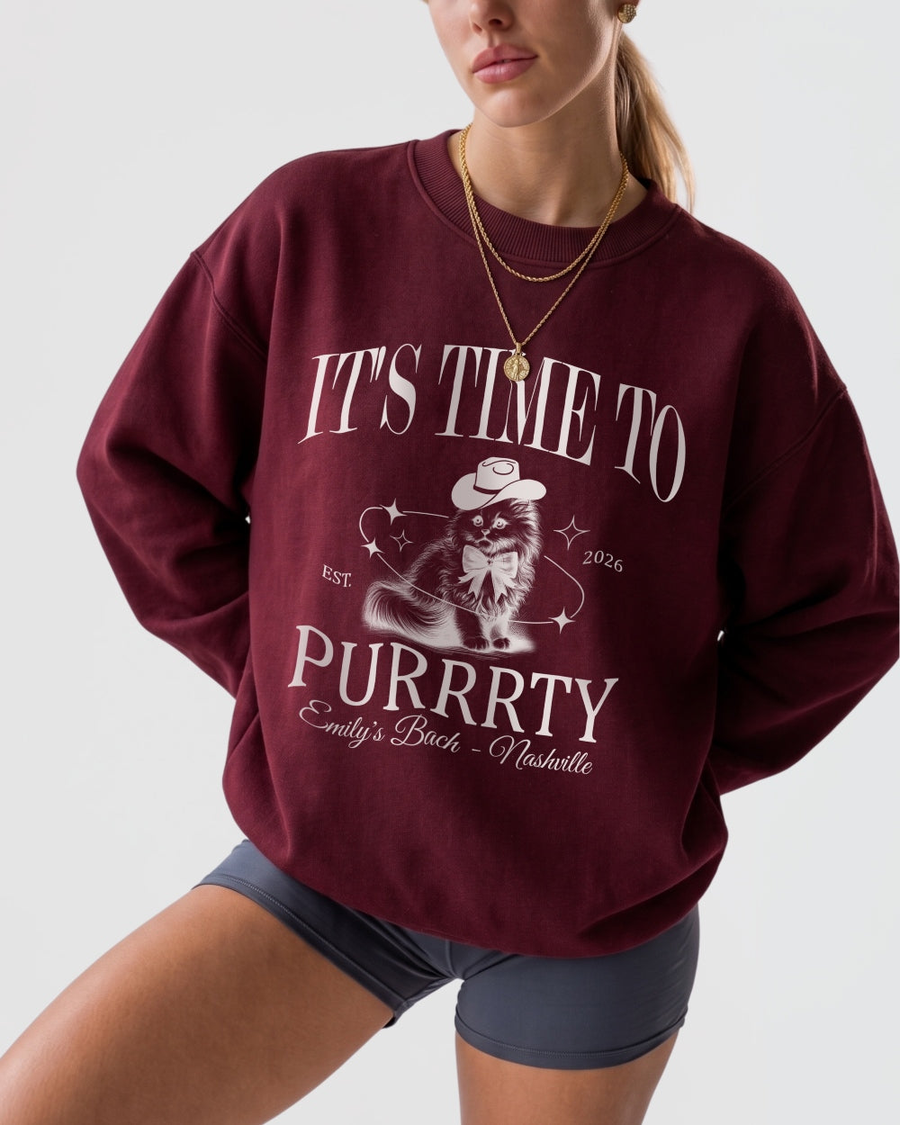 I'm Getting Meowied Bow Sweatshirt Maroon