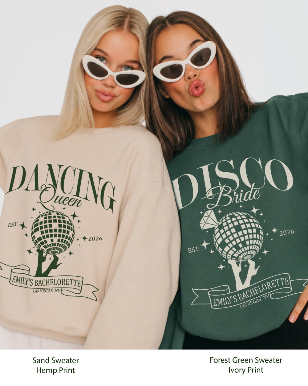Dancing Queen, Disco Bride Sweatshirt Forest Green